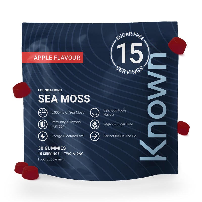 Known Tasty Sea Moss Gummies â€“ 5000mg Sea Moss, Vitamin C, Iodine - Supports Immunity â€“ Natural Apple Flavour â€“ 30 Vegan Gummies, 15 Day Supply